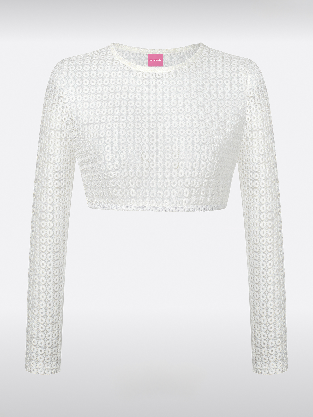 Weiß Langarm Dirndlbluse aus Lochspitze